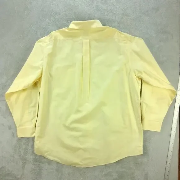 Brooks brothers mens button down Dress shirt 18 Yellow solid non iron - Picture 3 of 8